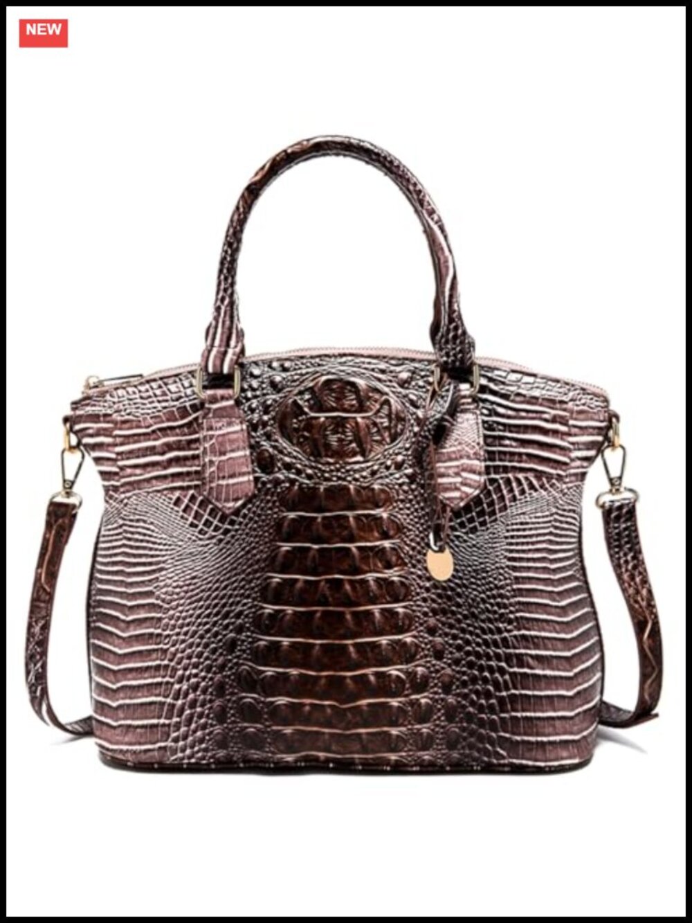 Vegan Leather Crocodile Satchel Handbag Shoulder Crossbody